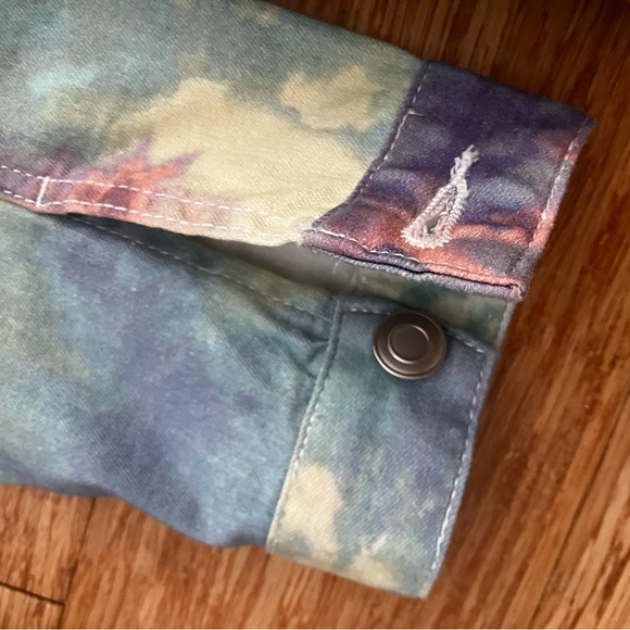 Digitally printed rainbow tie dye stretch denim jacket by Which We Want - Picture 4 of 9